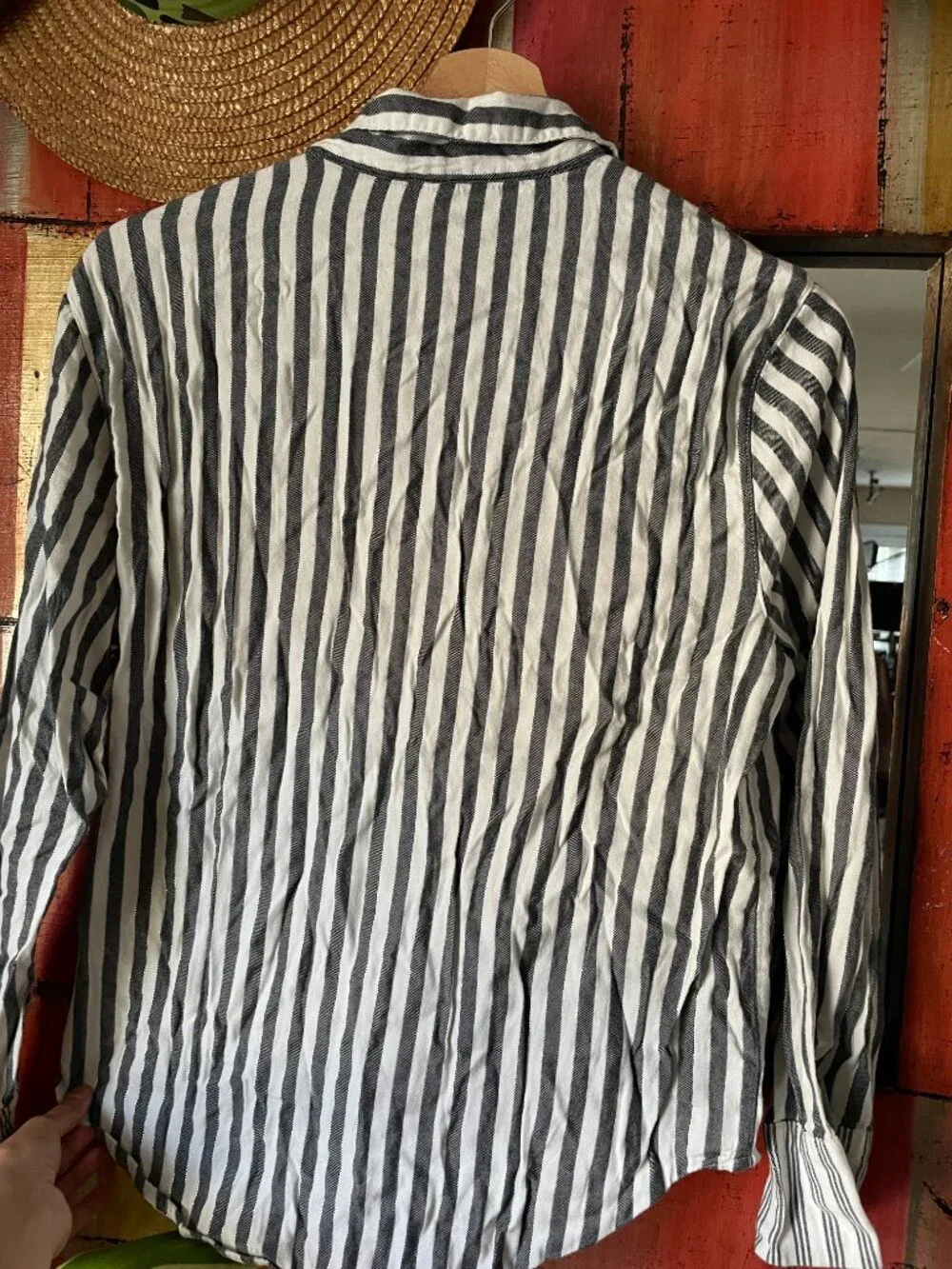 Victoria's Secret Pajama Set Striped Long-Sleeve — Black & White